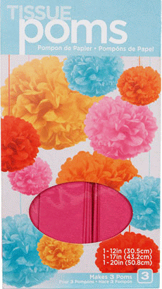 Pom Pom Tissue Party Balls - Fuschia Kit - 3 pc