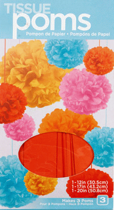 Pom Pom Tissue Party Balls - Orange Kit - 3 pc