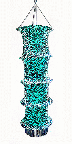 Green Leopard Print Velvet Lantern