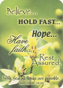 Believe, Hold Fast, Hope...Pocket Card