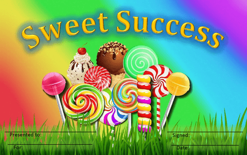 Yum! Candy Land Sweet Success Certificate