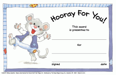 Hooray for You Mouse Certificate
