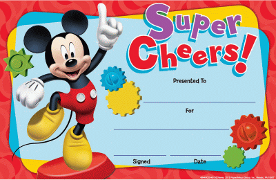 Mickey Mouse Super Cheers Certificate