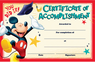 Mickey, You Did it Certificate