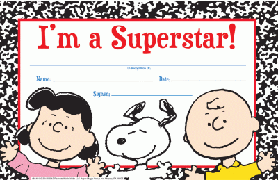 Peanuts Super Star Certificate