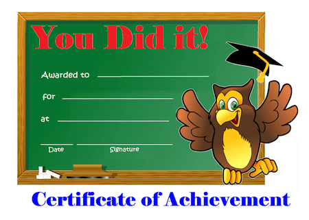 You Did it Owl Certificate of Achievement