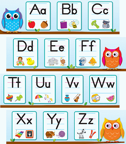 Owl ABC Letters for Classroom Bulletin Boards
