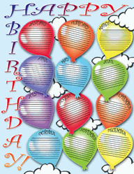 Colorful Birthday Balloon Chart