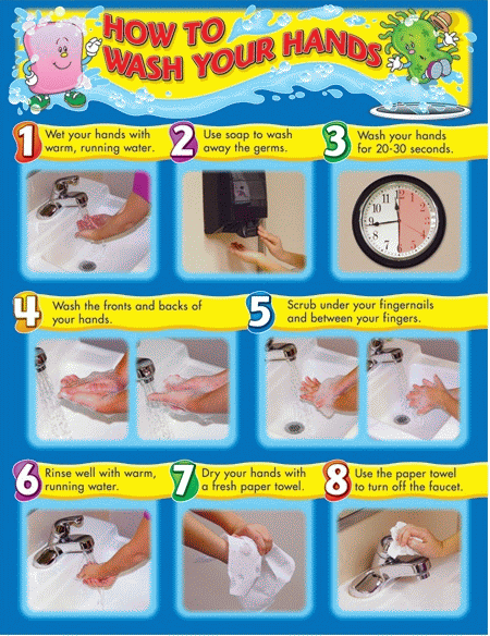 How to Wash Your Hands Chart - Laminated