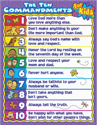 Ten Commandments for Kids Chart