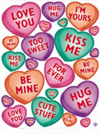 Candy Hearts Vinyl Cling