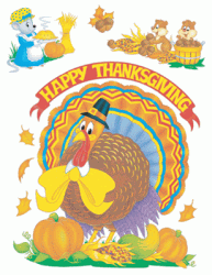 Happy Thanksgiving Turkey Vinyl Cling
