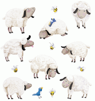 Fluffy White Sheep Stickers