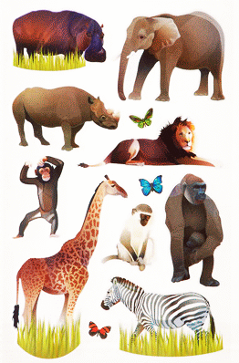 Safari Animal Stickers - Clear Sheet