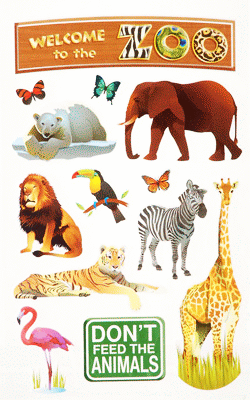 Zoo Animal Stickers - Clear Sheet