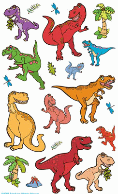 Brightly Colored Dinosaur Stickers