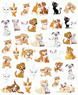 Cartoony Cat & Dog Sticker