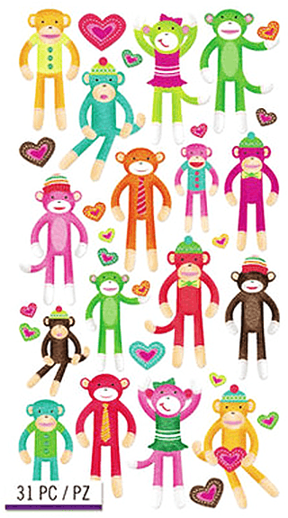 Super Cute Sock Monkey Sticker Packs