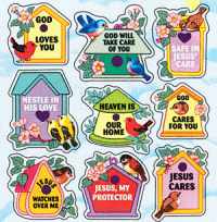 Gods Care Bird House Stickers