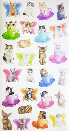 Butterfly Teacup Kitten Stickers