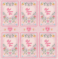 God Loves You Christian Stickers in Pink