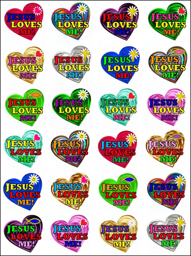 Jesus Loves Me Glitter Heart Stickers