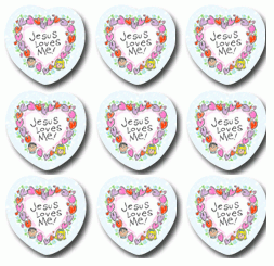 Jesus Loves Me Hearts Stickers