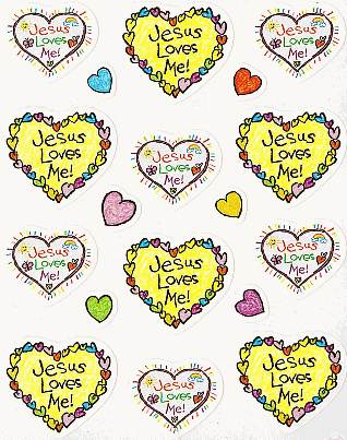 Jesus Loves Me Assorted Heart Stickers