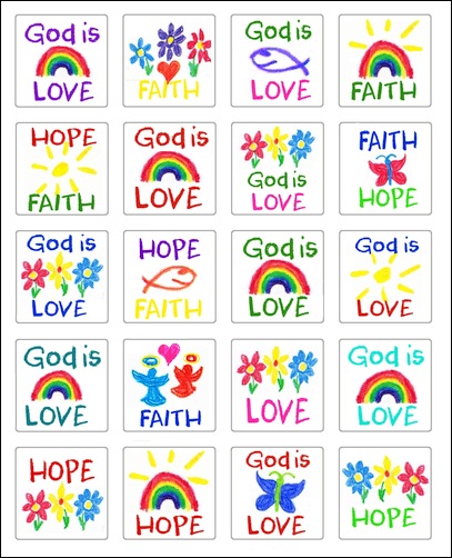 Kid Drawn Faith Theme Stickers
