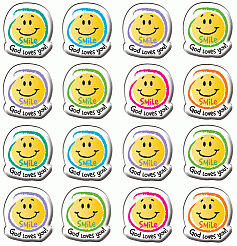 Puffy Vinyl Smile Stickers - God Loves You