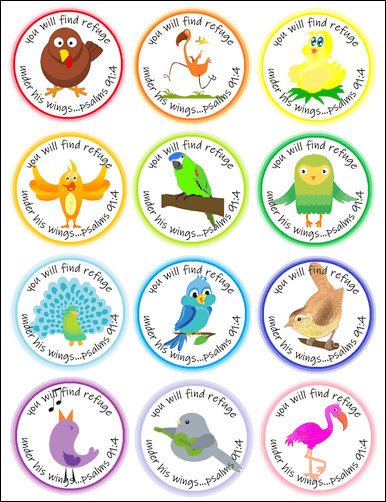 Under His Wings Boho Bird Stickers - Psalms 91:4 NEW STYLE