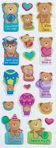 Christian Teddy Bear Puff Stickers
