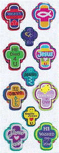 Christian Cross Puff Stickers