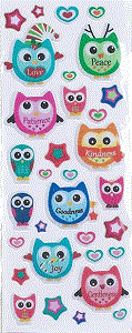 Christian Owl Puff Stickers
