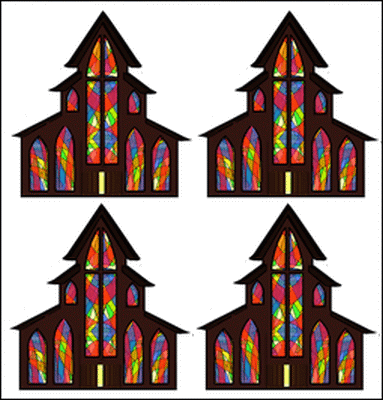 Stained Glass Church Stickers