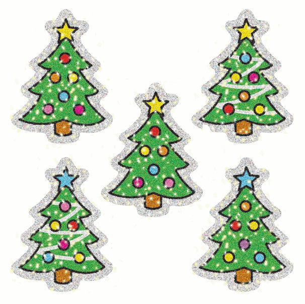 Christmas Stickers -  Glittery Trees