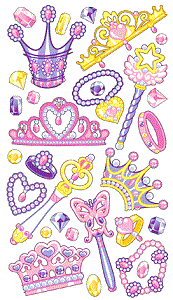 Princess Crown Stickers - Clear Sheet