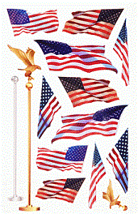 American Flag Pole Stickers - Clear Sheet