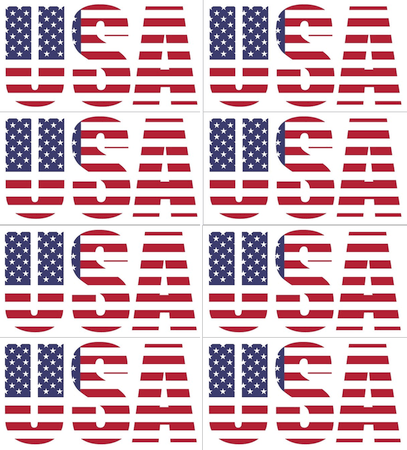 U S A Flag Word Stickers