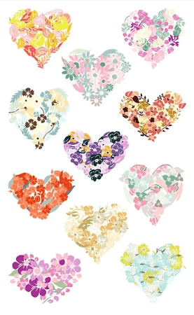 Pretty Floral Heart Stickers - Clear Sheet