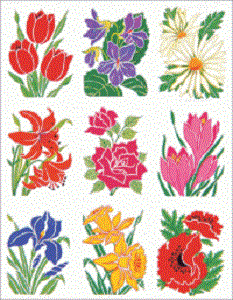 Beautifully Colored Flower Stickers