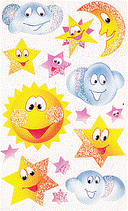 Cute Glitter Sun & Moon Stickers - German Only 1 Left