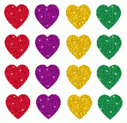 Mini Rainbow Glitter Hearts Stickers
