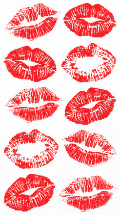 Red Glitter Kisses Stickers - Clear Sheet