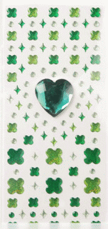 Green Gem Heart Stickers