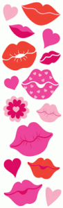 Puffy Lipstick Kisses Stickers