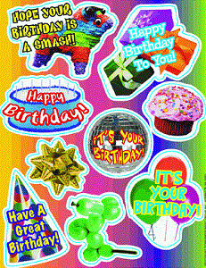 Birthday Glitter Party Themed Stickers