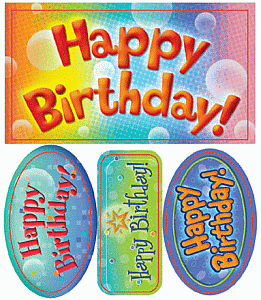 Large Happy Birthday Stickers