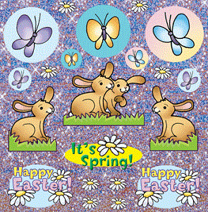 Easter Bunnies Glitter Stickers