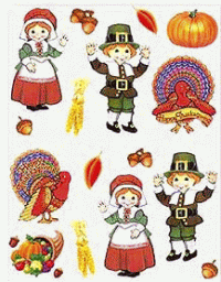Thanksgiving Stickers - Pilgrims